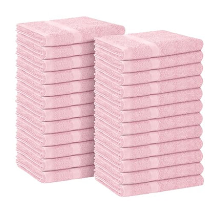Avalon Towels Salon Towel - Pink Hand Towels Bulk Pack of 24 - 100% Cotton Absorbent Spa, Facial & Gym Towel for Working Out - 16x27 Inches (Not Bleach Proof) - color: Pink