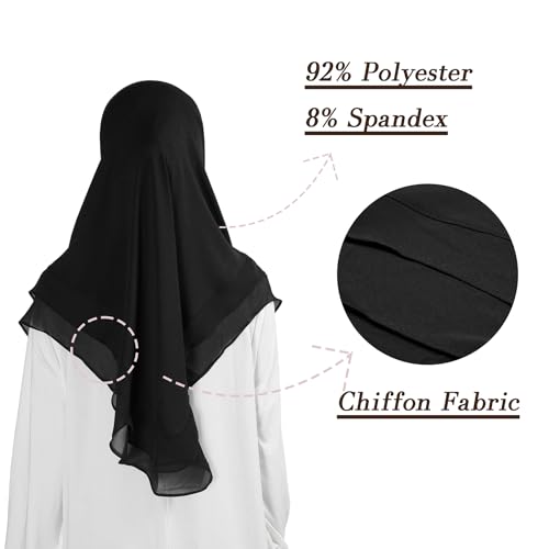 Hijab for Women Muslim Patterned Headscarf Arabian Headscarf Islamic Khimar Prayer Cloth Hijab Scarf for Women - color: Black
