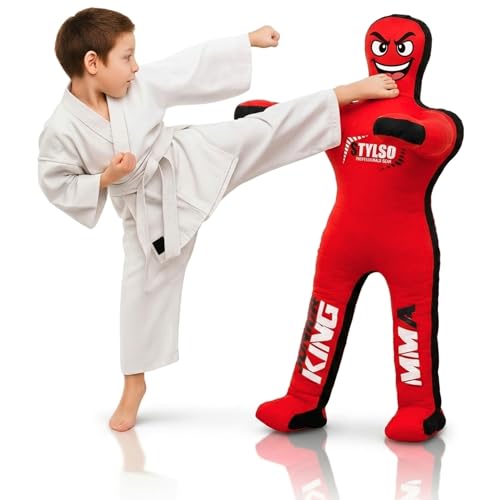 Unfilled Wrestling Dummy for Kids – Youth Grappling Dummy BJJ, MMA, Jiu Jitsu & Judo Training Partner – Durable Martial Arts Practice Buddy - color: Red, size: 3ft / 36"