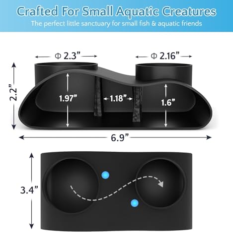 NUPICK Black Underground Aquarium Cave Tunnel, PETG 3D Printed Fish Tank Cave Hideout with Smooth Surface, Two-Hole Aquarium Tunnel, Fish Tank Decor for Bettas, Shrimp, Corys, Loaches, Guppie, Snails
