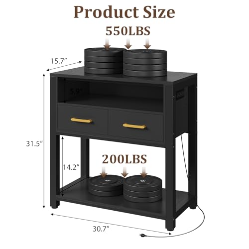 EOSVALO 20-29 Gallon Aquarium Stand with Stable Metal Frame & Power Outlet, Heavy-Duty Fish Tank Stand with Waterproof Mat, 550LBS Capacity Storage Cabinet, Black