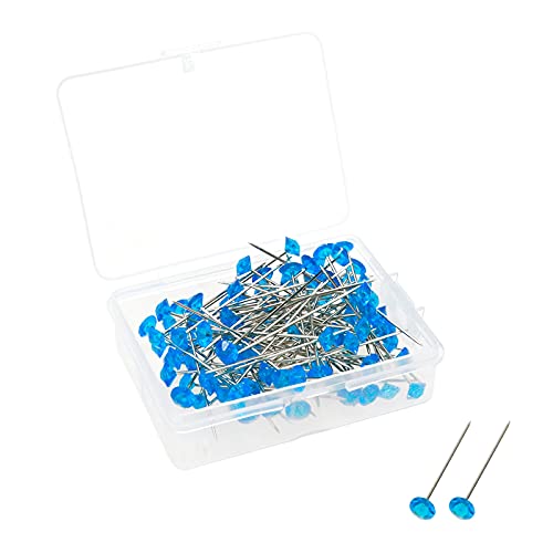 Transparent Blue Sewing Pins,38mm/1.5Inch Acrylic Diamond Head Pins - color: 6x38mm Blue