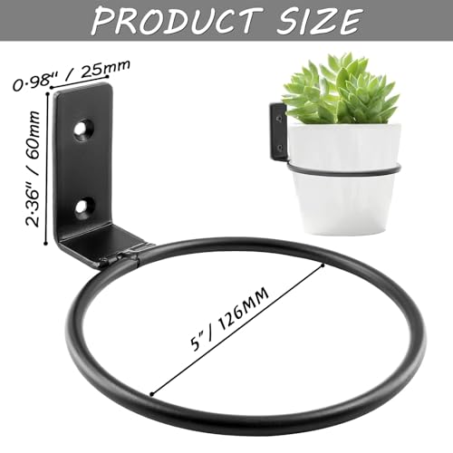 Jiozermi 6 Pack 5 inch Flower Pot Holder Ring, Matte Black | Flower Pot Holder Ring Wall Mounted Set Wall Mounted Metal Planter Hanger Matte Black Hanging Plant Holder - size: 5 Inch-6Pcs