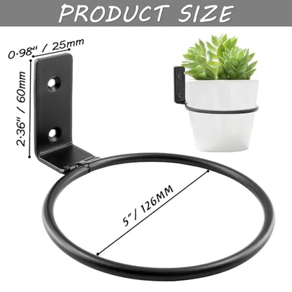 Jiozermi 6 Pack 5 inch Flower Pot Holder Ring, Matte Black | Flower Pot Holder Ring Wall Mounted Set Wall Mounted Metal Planter Hanger Matte Black Hanging Plant Holder - size: 5 Inch-6Pcs