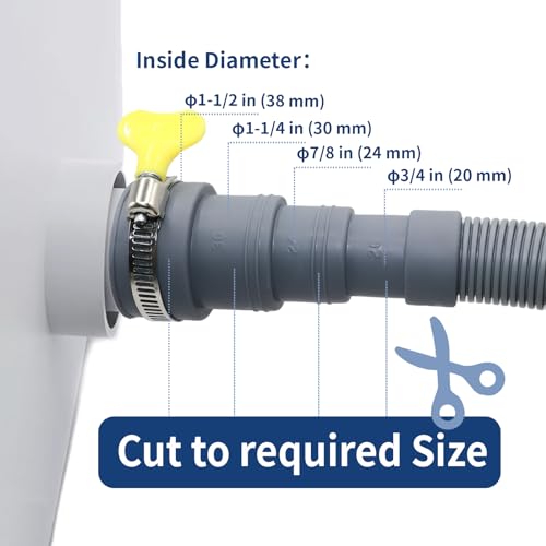 3.2 FT Washing Machine Drain Hose, Flexible Dishwasher Drain Hose Extension Kit, Universal Washer Drain Hose, Corrugated Washer Hose with 1 Adapter, 2 Hose Clamps, 1 U-Bend Hose Holder - size: 3.2 FT