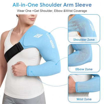 ComfiTECH Shoulder Arm Ice Pack Wrap for Pitcher & Recovery, Blue, S | Flexible Gel Ice Pack for Shoulder & Elbow & Arm Cooling, Adjustable Arm Cold Sleeve for Throwing Recovery & Muscle Comfort - size: Small, style: Blue