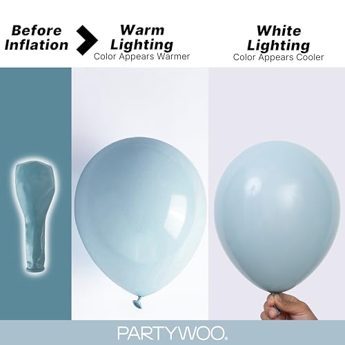 PartyWoo 더스티 블루 풍선 140피스 다양한 사이즈 45.7cm(18인치), 30.5cm(12인치), 25.4cm(10인치), 12.7cm(5인치), 라이트 블루 아쿠아 보헤미안 풍선 아치 키트 가랜드, 졸업 베이비 샤워, 성별 공개 생일 파티 장식, 블루-F28 - color: 블루-f28