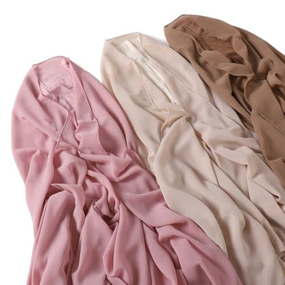 Instant Chiffon Hijab Set 3-in-1 Hijabs Scarf with Built-in Magnets and Undercap Head Wraps with Modal Cap - color: Almond 14#