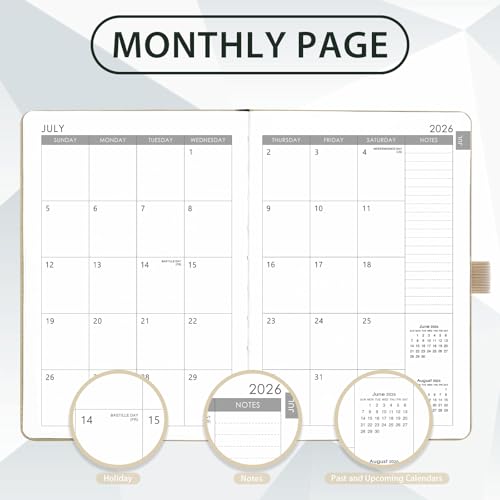 2026-2027 Planner - Academic Planner 2026-2027 Weekly Monthly Planner, July 2026 - June 2027, 5.7'' x 8.4'', Thick Paper, Leather Cover, Pen Holder, Back Pocket, Perfect Daily Organizer - Off-white - color: Off-white