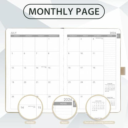 2026-2027 Planner - Academic Planner 2026-2027 Weekly Monthly Planner, July 2026 - June 2027, 5.7'' x 8.4'', Thick Paper, Leather Cover, Pen Holder, Back Pocket, Perfect Daily Organizer - Off-white - color: Off-white