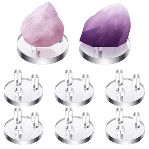 Jetec 8 Pcs Clear Acrylic Stand Rock Display 3 Peg Rock Display Easel | 2 x 2 x 1 Inch Small Geode Stands for Display, Easel and Holders for Fossil Coral Geode Rock Mineral Agate Small Collectibles