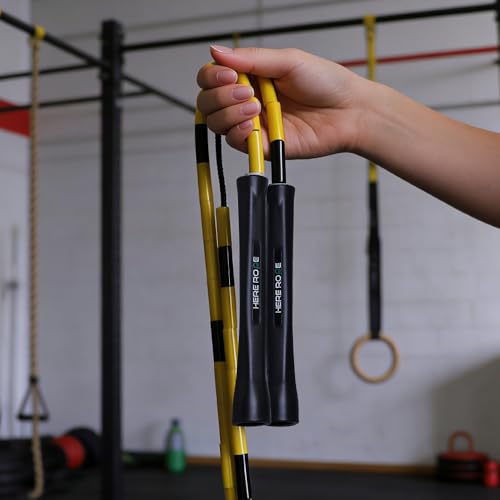 Adjustable Beaded Jump Rope For Adults, Kids, Hererope 10 ft Beaded Jump Rope With Unbreakable Handles & Shatterproof Beads for Enhanced Fitness Training - color: Yellow