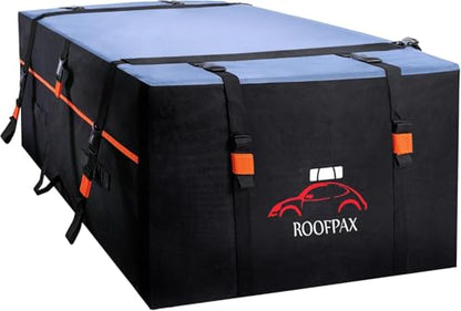 Expandable 15/19 cft. Car Rooftop Cargo Carrier Bag Waterproof Storage Including Double Zippers, Heavy-Duty Tie-Down Straps fit Cars with/Without Roof Top Rack or Side Rails - size: Expandable 15 to 19 Cubic feet