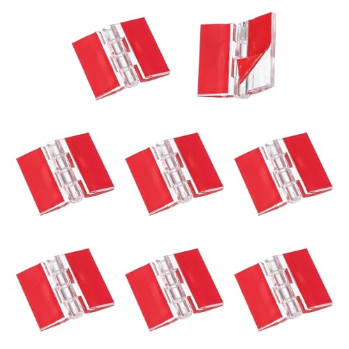MECCANIXITY Small Acrylic Hinges Plastic Self-Adhesive Clear Hinge 35 x 30mm Continuous Piano Folding Hinges for Aquarium Lid Crafts Display Stand Pack of 8 Transparent - size: 35 x 30mm