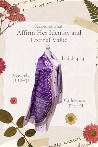 Proverbs 31 Prayer Scarf for Women | Soft Modal Wrap 27"x79" | Prayer Shawl with Bible Verses | Christian Gift for Her - color: Purple