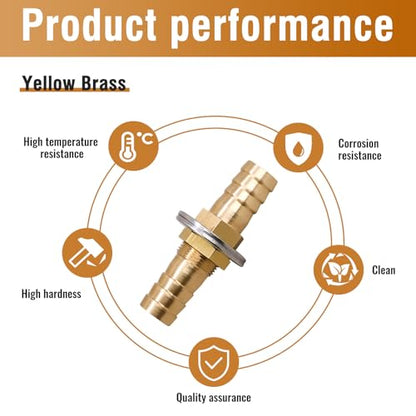 5/16 inch Brass Hose Barb Bulkhead Fitting for Fuel/Air Systems | For Pipeline/Irrigation/Industrial Projects, Flat Washers and Clamps, Easy To Install, High Hardness, Quality Assurance,2Pack - style: 5/16"