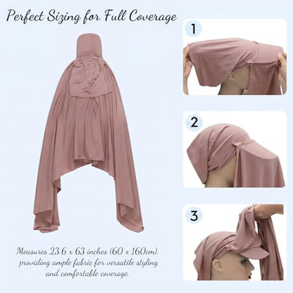 ZLYC Women Muslim Hijab Scarf with Visor Built-in Undercap Sun Protection Headwrap - color: Solid Pink Latte