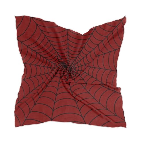 Bolaz Red Spiderweb Women's Square Silk Hair Scarves and Wraps Headscarf Head Neck Scarf Bandana 24inch