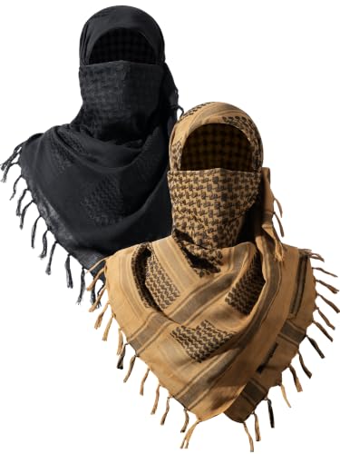 FREE SOLDIER Shemagh Keffiyeh Scarf for Men - color: Coyote Brown and Black