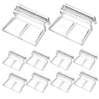10Pcs Aquarium Lid Clips, Clear Acrylic Aquarium Cover Support Clamps Replacement Glass Top Cover Holder for Rimless Fish Tank, 8mm Hood Acrylic Fish Tank