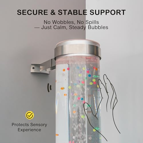 Adjustable Stainless Steel Wall Bracket for Aquarium/Bubble Tube Lamps - 15cm Dia Dual-Rail Holder (10-19cm) Child-Safe Anti-Slip Base for Sensory Rooms, Schools, Daycare