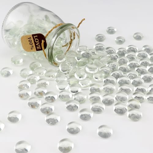 0.96LB Glass Beads Vase Filler Aquarium Gravel Decor Flat Glass Marbles Gems Pebbles Fish Tank Rocks Home Decorative Art Craft - Clear - color: Clear, size: 0.96LB