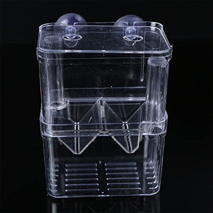 Clear Double Layer Fish Breeding Isolation Box for Aquarium, Small Fry Hatchery Incubator with Suction Cups, Protects Newborn Fish