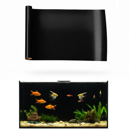 Aquarium Background Static Cling Black Fish Tank Sticker 39 x 16 inches | Easy Install for Glass Tanks, No Residue, Reusable - color: Black, size: 39 x 16 inches