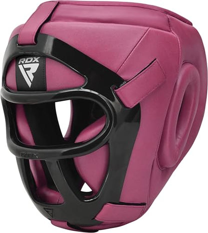 RDX Boxing Headgear MMA Muay Thai, Removable Face Grill, Head Gear for Sparring Grappling Martial Arts Kickboxing Taekwondo Karate BJJ Training - color: Pink, size: Large