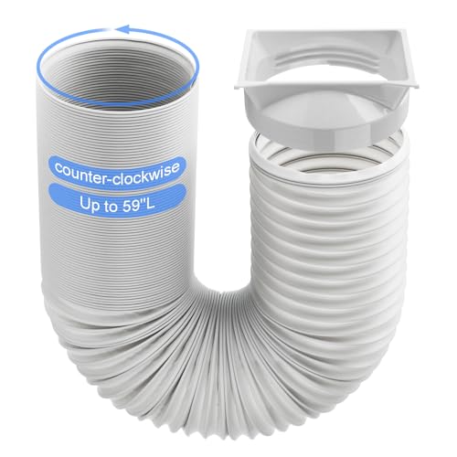 Portable AC Hose with Adapter, 5.9" Dia x 59" L Replacement Exhaust Hose A4 | Anti-Clockwise Flexible Portable Air Conditioner Duct, Check Coupler/AC Compatibility Before Ordering, Durabe PVC Connector - size: Dia 5.9" Exhaust Hose L 59"&Coupler AA04