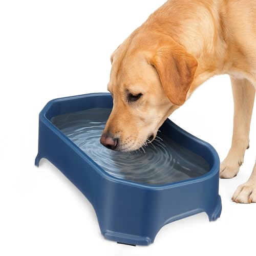 Neater Pet Brands Extra Large Water Bowl for Dogs, Outdoor Dog Water Bowl (1.25 Gallon XL Capacity), Big Trough Style Food Dish for Indoors or Outside, No Spill Large Dog Bowls, Dark Blue - color: Dark Blue, size: 1.25 Gallons