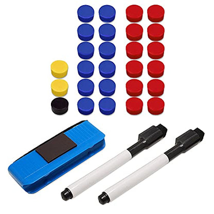 AGORA 18"x12" Two Sided, Dry-Erase Magnetic Soccer Coach Whiteboard - Includes 27 Magnets, 2 Dry Erase Markers, and 1 Large Eraser