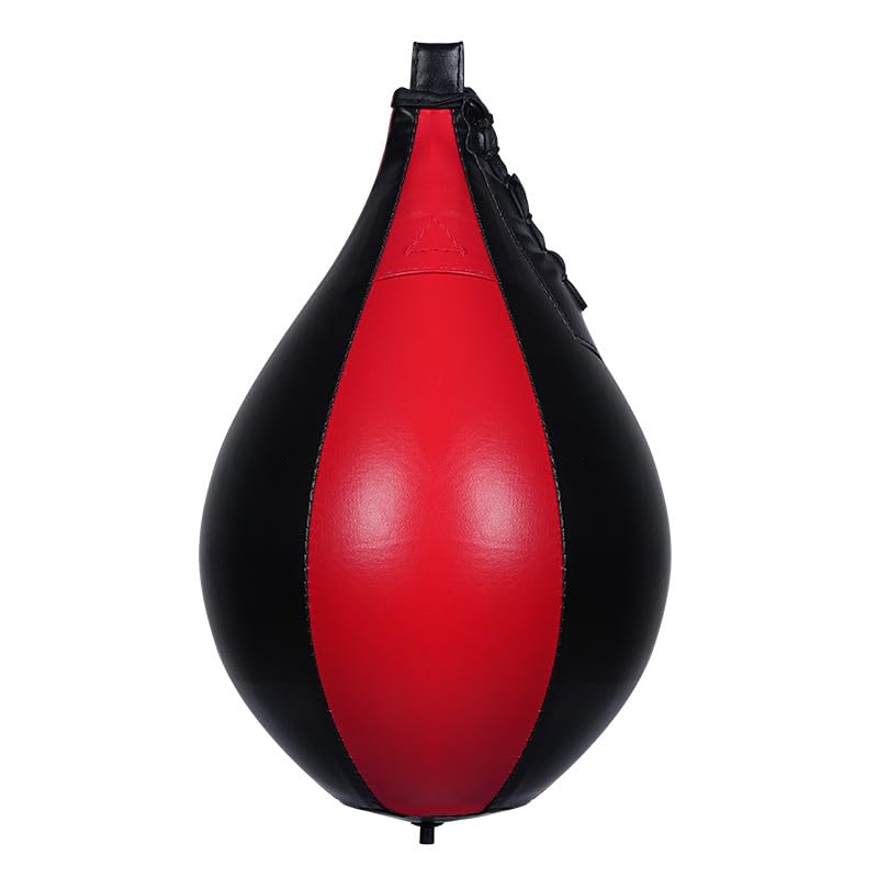 Professional Hanging Boxing Speed Ball, Boxing School Sanda Training, Dodgeball Ball, Home Fitness Reaction Ball, Target Release Ball(pear-Shaped Black-red Splicing Speed Balls)