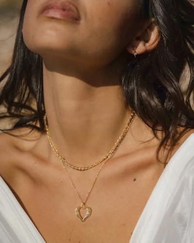 POTESSA 18K Gold Plated Pendant Necklace Medallion Coin Heart Y Shaped Chain Toggle Necklace for Women Jewelry - color: Hollow Heart