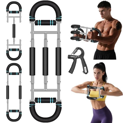 Twister Arm Trainer with Grip Strength Trainer, 20-270lbs Adjustable & 20-160lbs Foldable Options, Chest Workout Equipment, Arm Trainer for Men Women, Home Gym Strength Trainer,Chest and Arm Exerciser - color: Blue, 20-270lbs Adjustable
