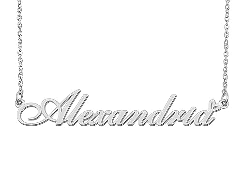 Aoloshow Personalized Heart Name Necklace Gold Custom Any Names Stainless Steel Jewelry for Womens Graduation - style: Alexandria - Silver