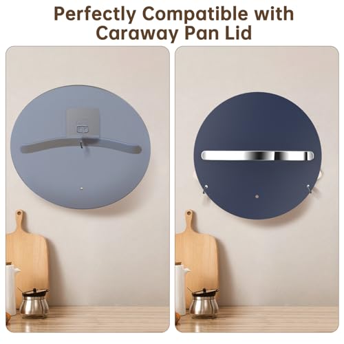 5-Pack Adhesive Lid Holder Hooks Compatible with Caraway Pan, Wall Hangers Without Nails, Self Adhesive Hooks Heavy Duty, Self-Adhesive Traceless Clear, Multiple Uses for Bathroom, Kitchen and Office