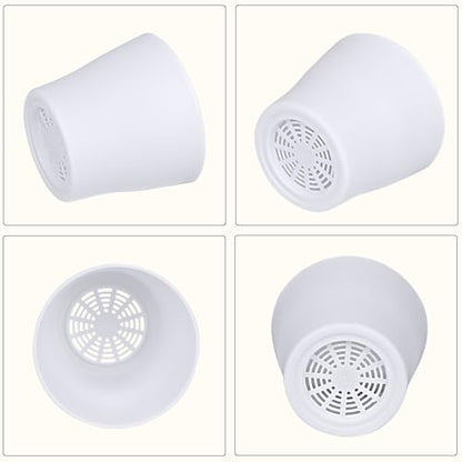 JERIA 16-Pack 4" Plastic Flower Plant Pots Thickened Seedlings Nursery Pots, Flower Plant Container Seed Starting Pots with Pallet (White) - color: White