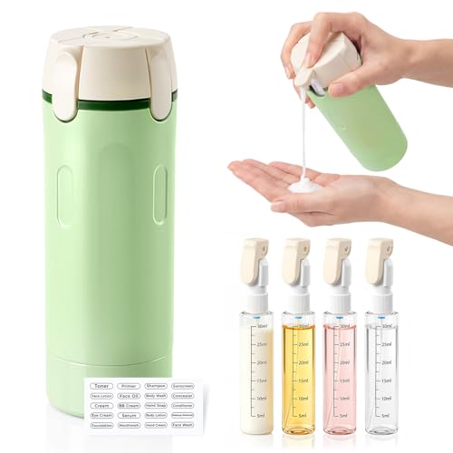 4 in 1 Travel Dispenser Bottle, 30 ml Travel Bottles for Toiletries (Green) - color: Green