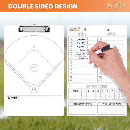 AOLEBA Baseball Lineup Board for Dugout,Dry Erase Magnetic Metal Baseball Clipboard for Coaches - style: Vertical - White