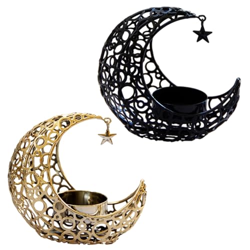 Metal Moon Stand Moon Shaped Holder Tealight Holder Candlestick Table Centerpiece Ramadans Decorations Tealight Stands - color: Gold