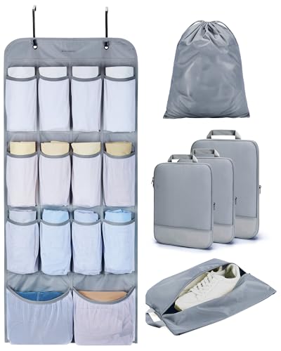 BAGSMART Hanging Compression Packing Cubes 6 Set Cruise Travel Essentials - color: Dark Grey