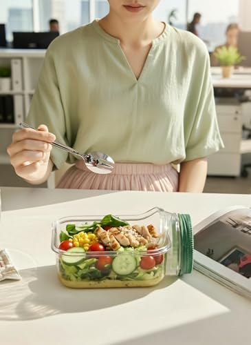 All-in-One Salad Pod Salad Jar with Dressing Container for Fresh On-The-Go Meals at Office Gym or Outdoors