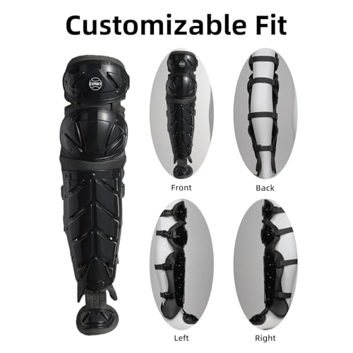 2 Pack Softball/Baseball Knee Leg Guard, Doulbe Leg Knee Savers for Youth/Adult Catchers, 16.8in Full Wing Shin Guards with Adjustable Straps, Fit Well and Comfortable, White/Black