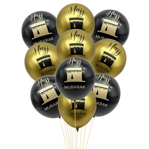20pcs Umrah Mubarak Balloon Set Gold Black Islamic Party Supplies Ramadan Decorations for Ramadan Muslim Eid Umrah Mubarak Graduation Decorations Hajj Blessing Ceremony