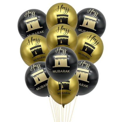 20pcs Umrah Mubarak Balloon Set Gold Black Islamic Party Supplies Ramadan Decorations for Ramadan Muslim Eid Umrah Mubarak Graduation Decorations Hajj Blessing Ceremony