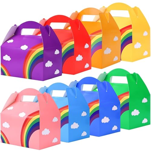 VGOODALL 16PCS Rainbow Gable Favor Boxes, 8 Colors - color: Colorful