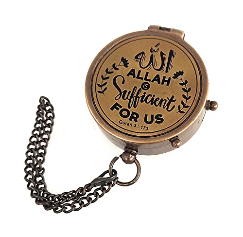 Islamic Gift for Men Women Kids | Qibla Compass - Allah Takwa Sunnah Muslim Gifts Idea Ramadan Eid Gift Birthday Salah Prayer Direction - style: ALLAH is Sufficient