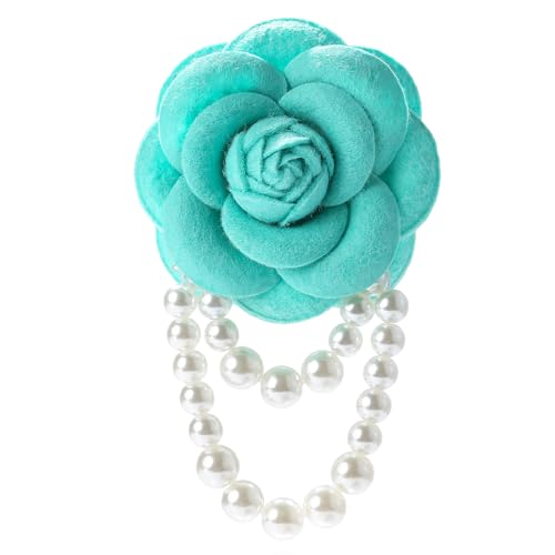 Vintage Camellia Pearl Tassel Brooches Bracelet Bohemian Pearl Safety Pins Bracelets Flower Hairpin Headpieces Shawl Pins Dainty Elegant Lapel Pin Wedding Party Dress Accessories for Women - color: Green