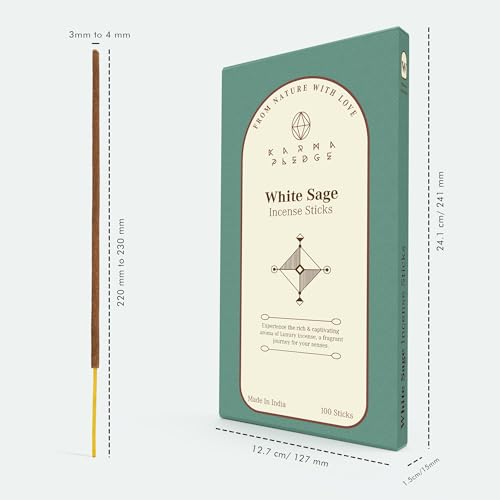 KarmaPledge White Sage Incense Sticks, Burn Time 45-60 Min, 100 Sticks - color: White Sage